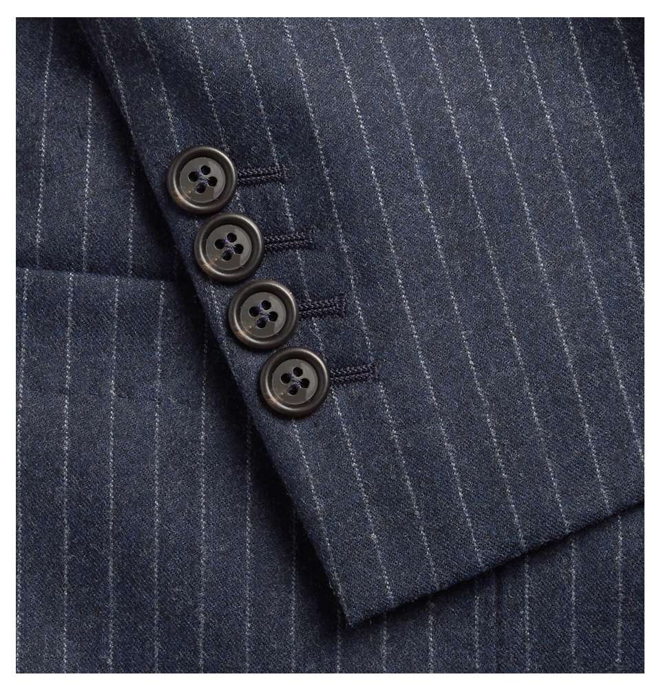 Navy Slim-Fit Unstructured Chalk-Striped Wool Jacket
