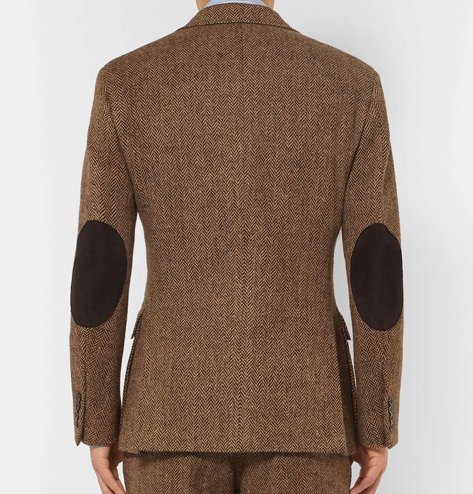 Tan Slim-Fit Herringbone Wool Jacket