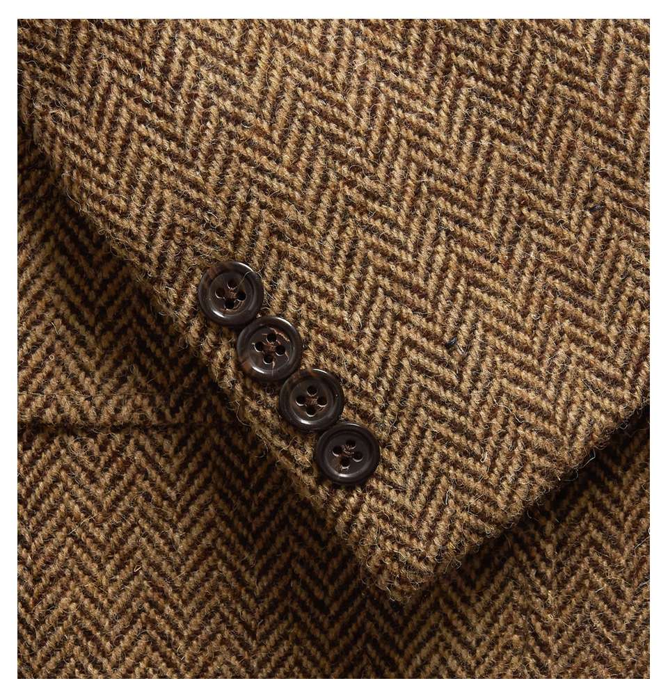 Tan Slim-Fit Herringbone Wool Jacket