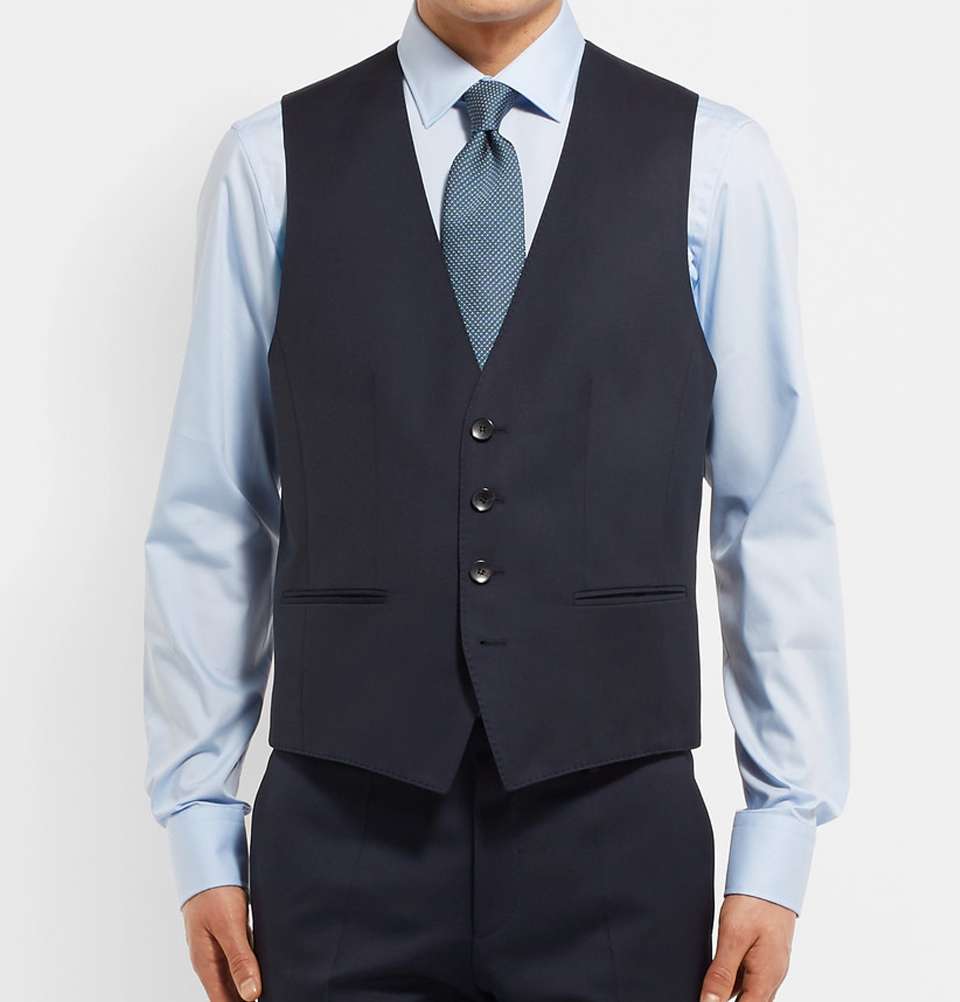 Blue Wilson Slim-Fit Super 120s Virgin Wool Waistcoat