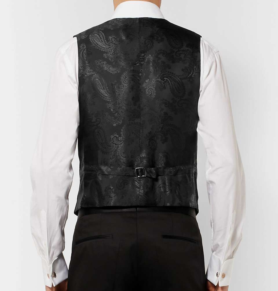 Navy Slim-Fit Grosgrain-Trimmed Cotton-Velvet Waistcoat
