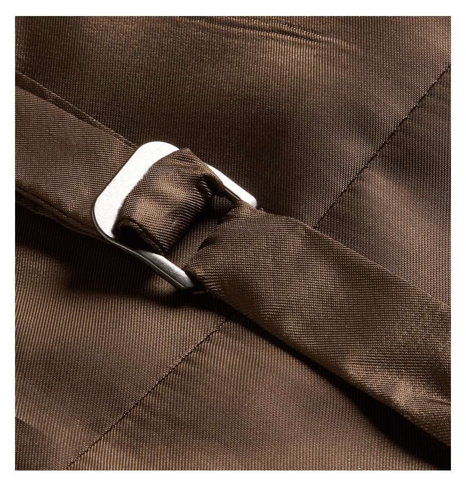 Tan Herringbone Wool and Satin Waistcoat