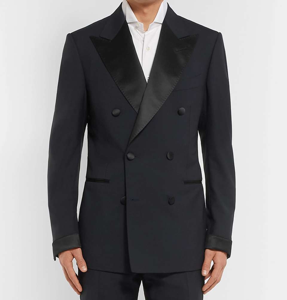 Midnight-Blue Shelton Slim-Fit Double-Breasted Super 120s Wool Tuxedo Jacket