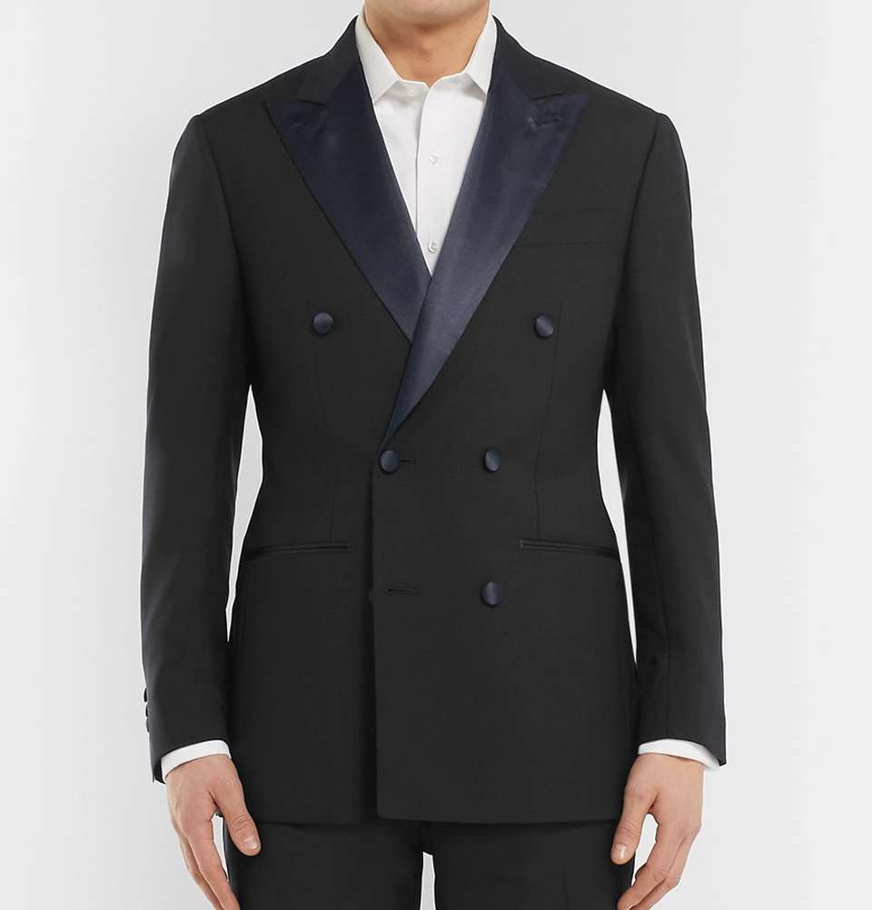 Midnight-Blue Slim-Fit Satin-Trimmed Wool Tuxedo Jacket