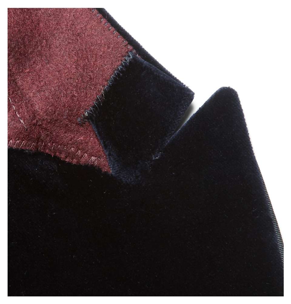 Navy Slim-Fit Grosgrain-Trimmed Cotton-Velvet Tuxedo Jacket
