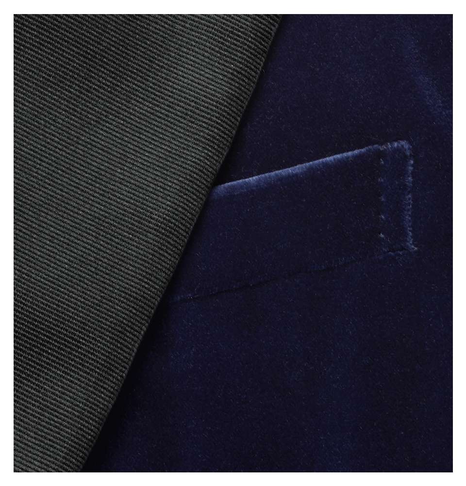 Navy Slim-Fit Satin-Trimmed Cotton-Velvet Tuxedo Jacket