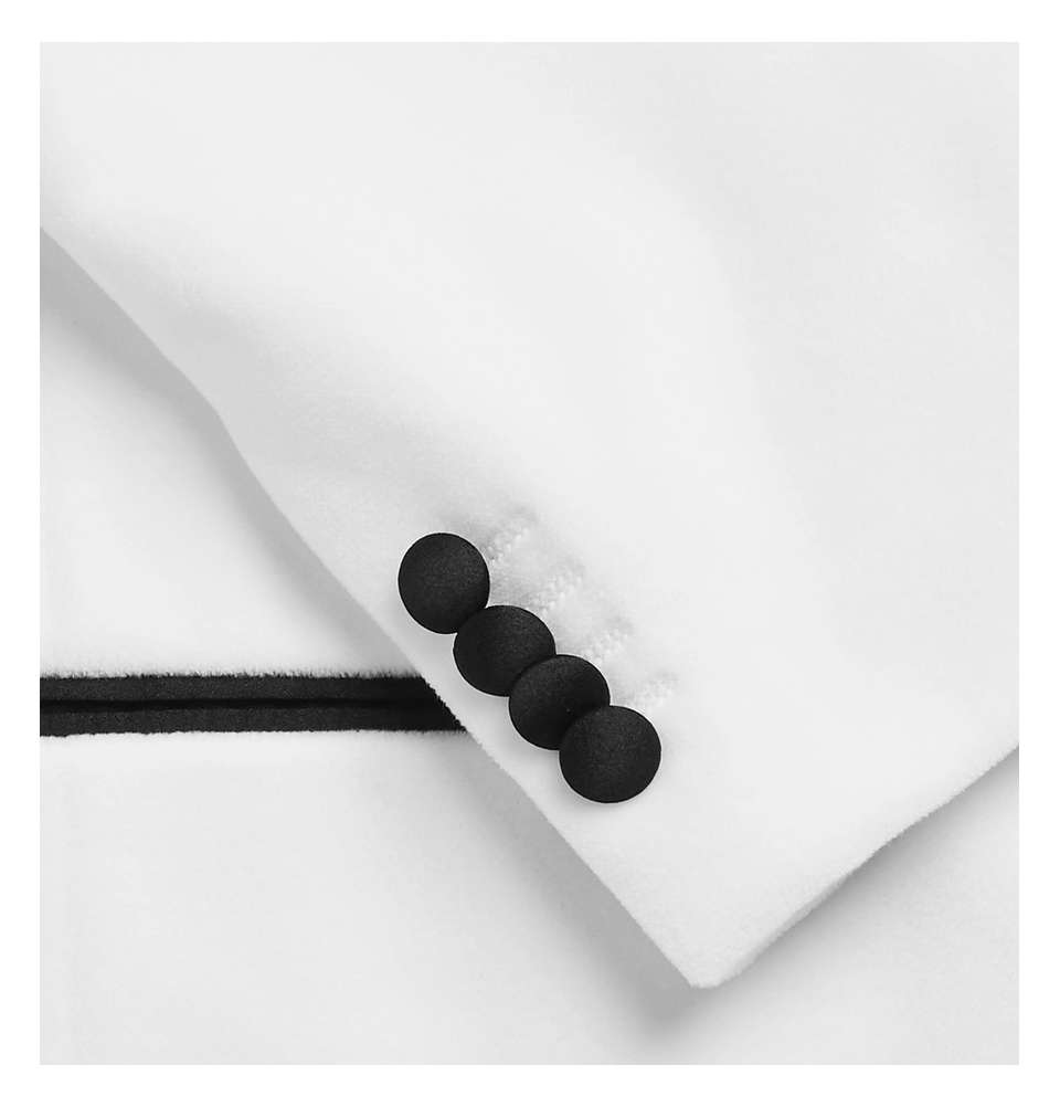 White Helward Slim-Fit Satin-Trimmed Cotton-Velvet Tuxedo Jacket