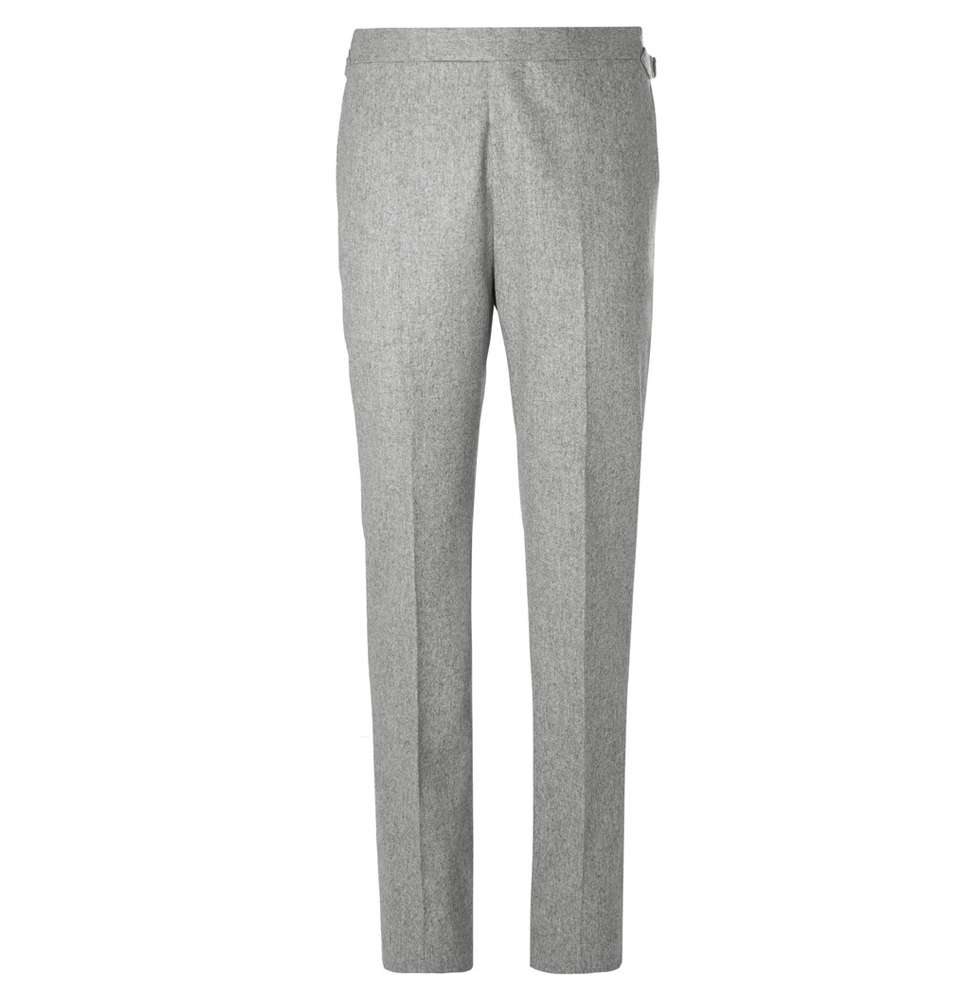 Light-Grey Slim-Fit MÃ©lange Wool-Flannel Trousers