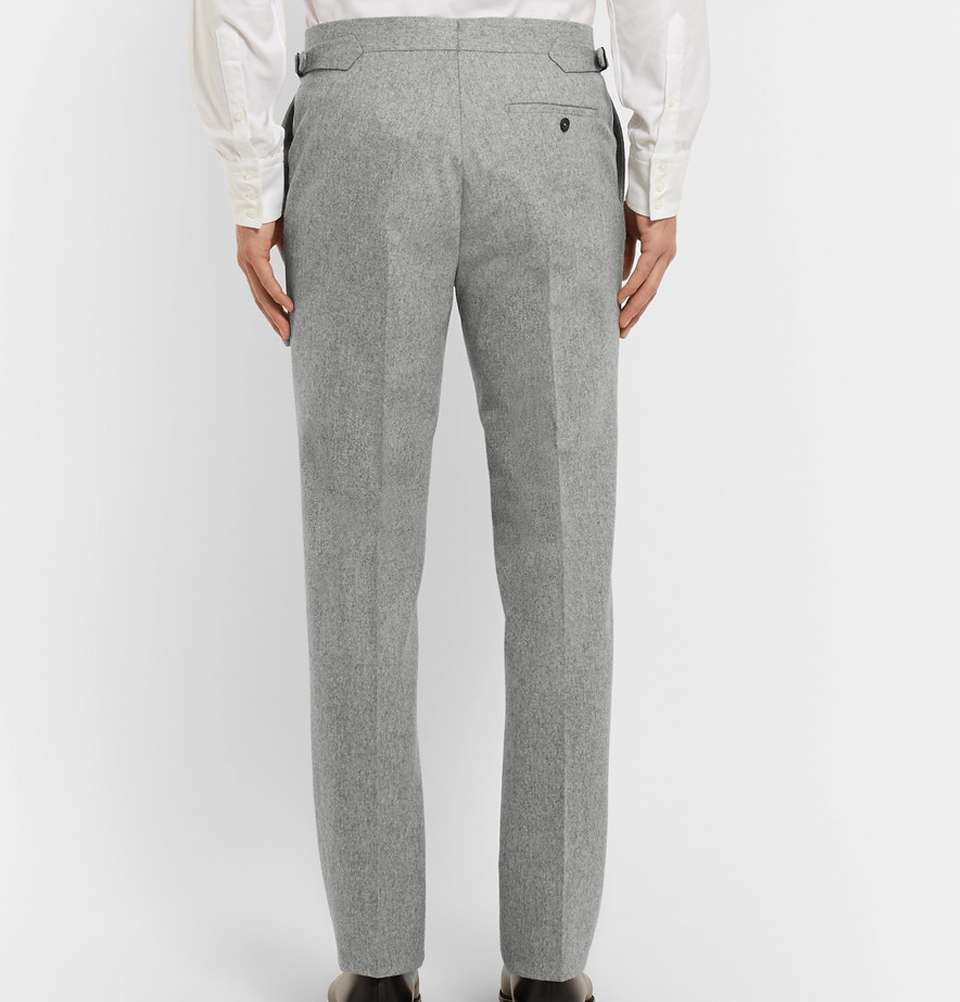 Light-Grey Slim-Fit MÃ©lange Wool-Flannel Trousers