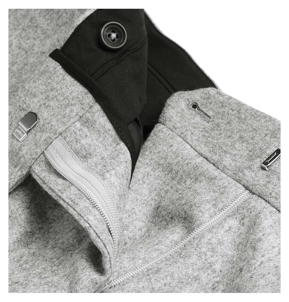 Light-Grey Slim-Fit MÃ©lange Wool-Flannel Trousers