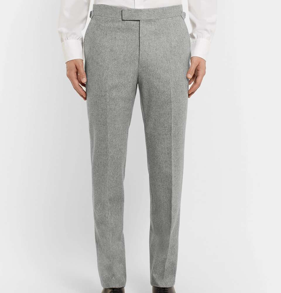 Light-Grey Slim-Fit MÃ©lange Wool-Flannel Trousers