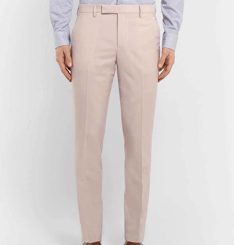 Light-Pink Soho Slim-Fit Wool and Mohair-Blend Trousers