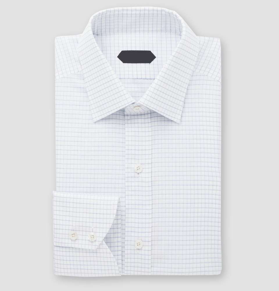Blue Slim-Fit Checked Cotton Shirt