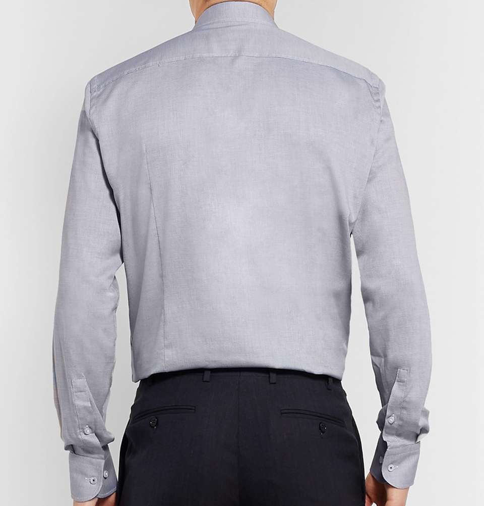 Navy Jesse Slim-Fit Polka-Dot Cotton-Poplin Shirt