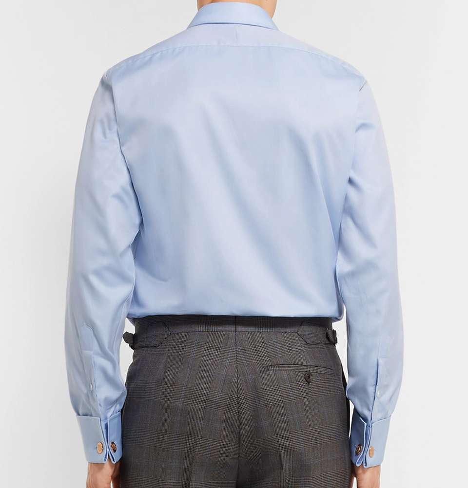 Turnbull & Asser Blue Double-Cuff Cotton-Twill Shirt