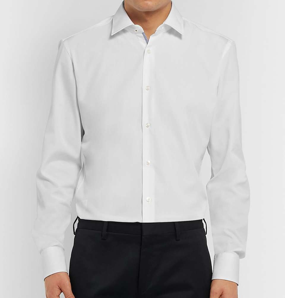 White Jesse Slim-Fit Cotton-Poplin Shirt