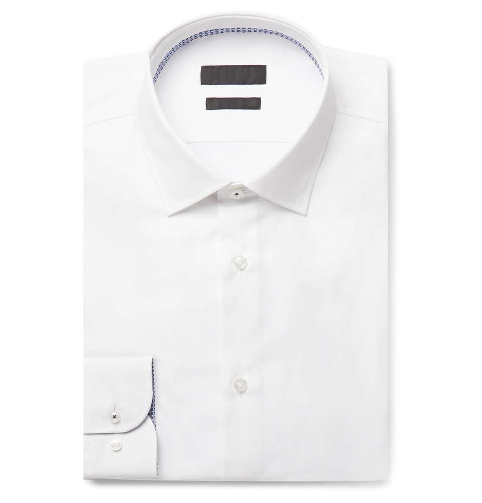 White Jesse Slim-Fit Cotton-Poplin Shirt