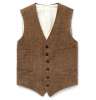 Tan Herringbone Wool and Satin Waistcoat