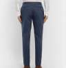 Navy Slim-Fit Cotton-Blend Trousers
