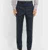 Navy Slim-Fit Prince of Wales Checked Wool Trousers