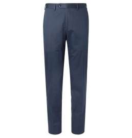 Navy Slim-Fit Cotton-Blend Trousers